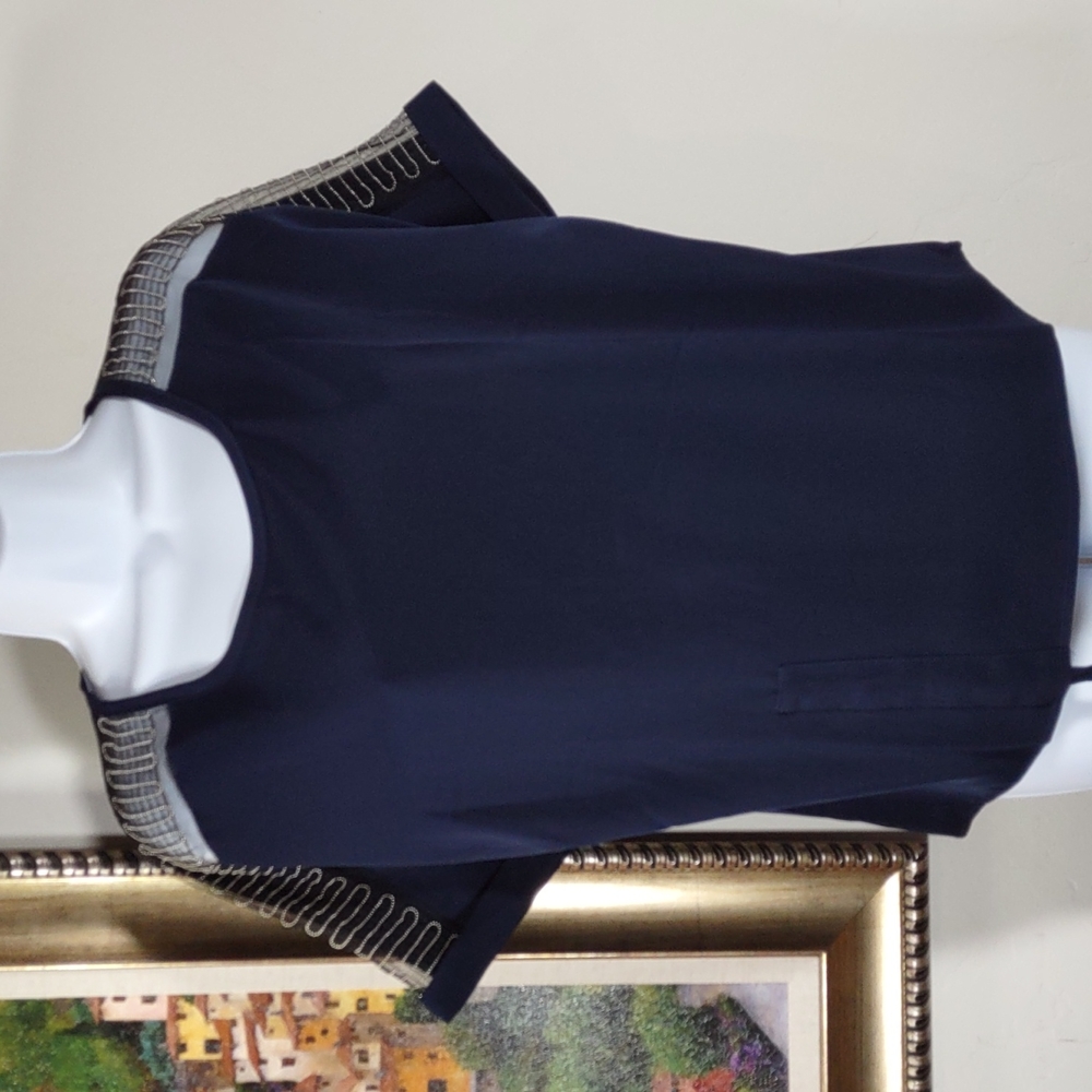 Your Best Friend Navy Silky Poly Top